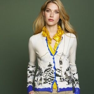 J. Crew Cardigan Winter Ski Scene